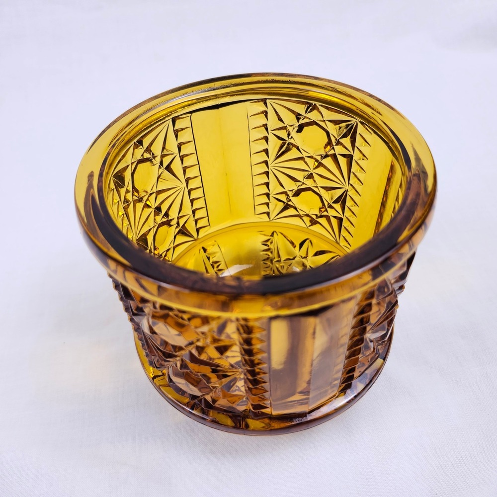 Vtg Indiana Glass Fairy Lamp Stars and Bars Amber TOP ONLY Replacement MCM - Picture 12 of 14